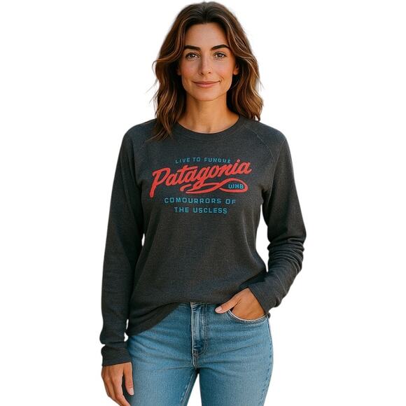 Patagonia Lightweight Splitter Script Crew Sweatshirt- sz Med - Picture 1 of 13